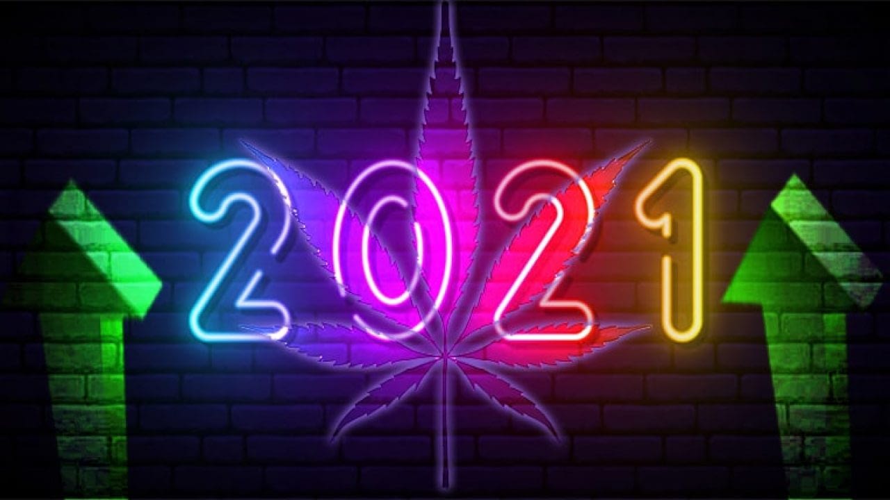 cannabis new year 2021 neon cannabis 2021 sign